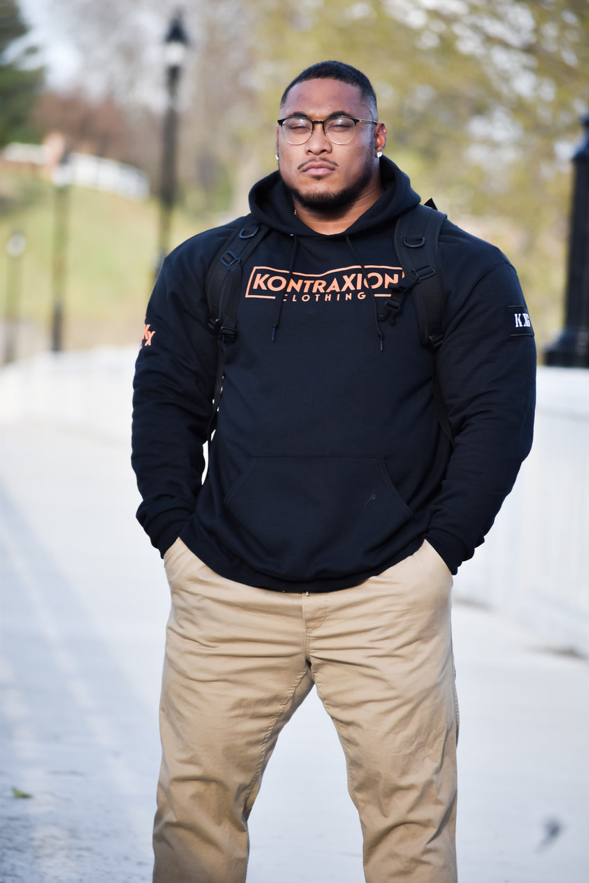 Kontraxion Cypher Signature Hoodie — Black & Burnt Orange